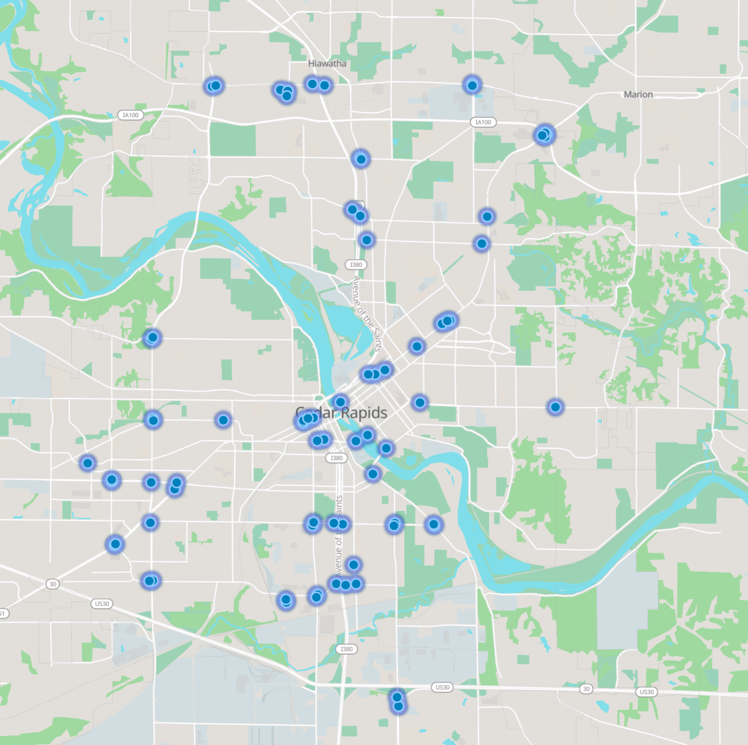 Cedar Rapids ALPR camera map - click to view interactive map