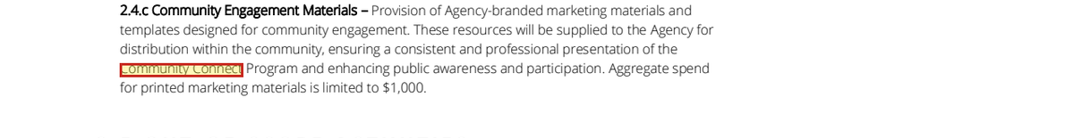 Contract text describing the Community Connect branded microsite for camera registration.