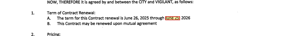 Amendment No. 4 text showing the contract term ending June 25, 2026.